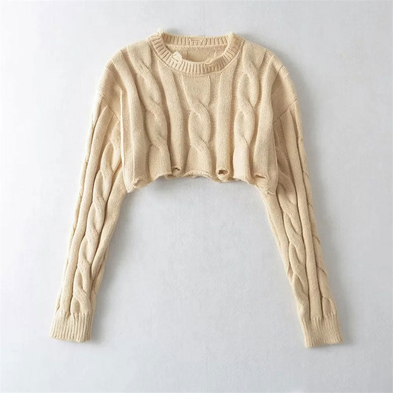Tricot Punta Cropped Destroyed